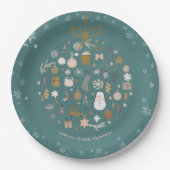 Elegant Christmas Party Festive Holiday Minimalist ペーパープレート (正面)