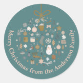 Elegant Christmas Party Festive Holiday Minimalist ラウンドシール (正面)