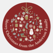 Elegant Christmas Party Festive Holiday Minimalist ラウンドシール (正面)