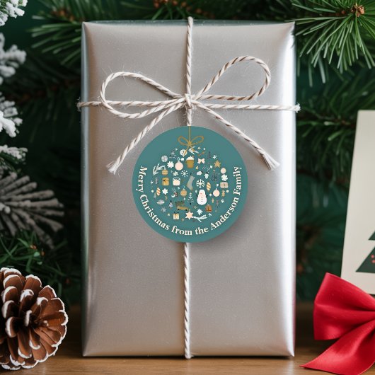 Elegant Christmas Party Festive Holiday Minimalist ラウンドシール