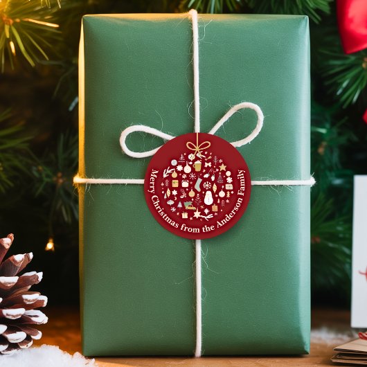 Elegant Christmas Party Festive Holiday Minimalist ラウンドシール