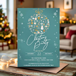 Elegant Christmas Party Festive Holiday Minimalist 招待状