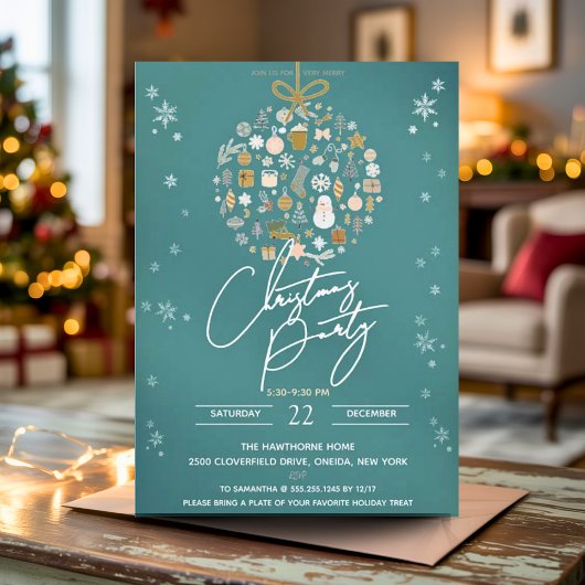Elegant Christmas Party Festive Holiday Minimalist 招待状