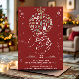 Elegant Christmas Party Festive Holiday Minimalist 招待状