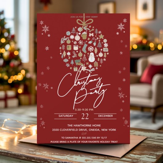 Elegant Christmas Party Festive Holiday Minimalist 招待状