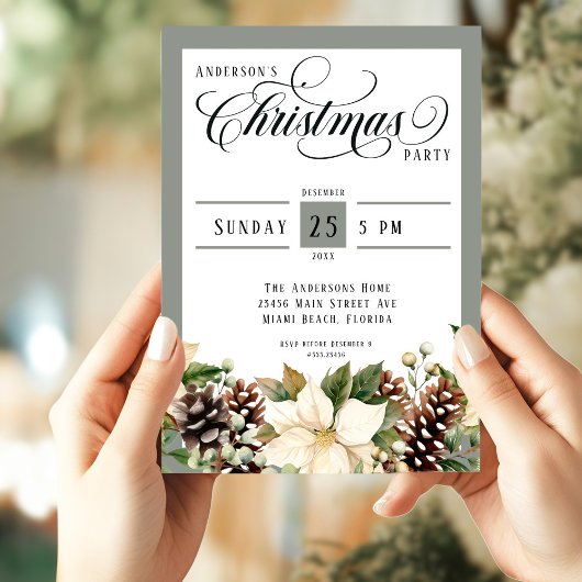 Elegant Christmas Party Gingham Invitation 招待状