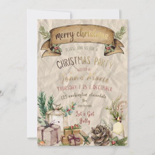 Elegant Christmas Party Invitation (正面)
