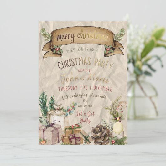 Elegant Christmas Party Invitation (スタンド正面)