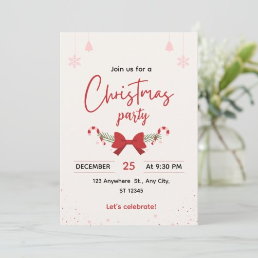 Elegant Christmas Party Invitation 招待状 (スタンド正面)