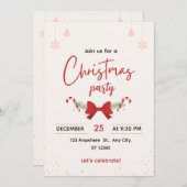 Elegant Christmas Party Invitation 招待状 (正面/裏面)