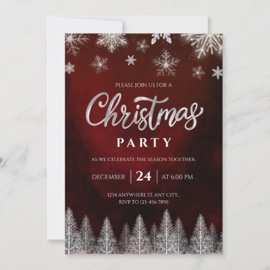 Elegant Christmas Party Invitation 招待状 (正面)