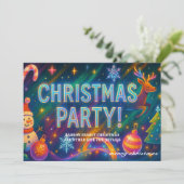 Elegant Christmas Party Invitation - Holographic! シーズンカード (スタンド正面)