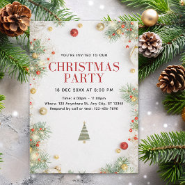 Elegant Christmas Party Invitation with Holiday  招待状