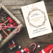 Elegant Christmas Party Invitation with Wreath 招待状