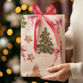 Elegant Christmas Pattern Gift Bag ミディアムペーパーバッグ