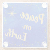 Elegant Christmas Peace On Earth Gold Stars  ガラスコースター (裏面)