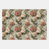 Elegant Christmas Peach and Cream Floral Gift ラッピングペーパーシート (正面)