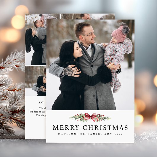 Elegant Christmas Photo Collage Simple  シーズンカード