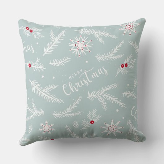 Elegant Christmas Pillow with Pine & Script クッション (裏面)