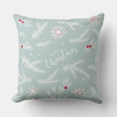 Elegant Christmas Pillow with Pine & Script クッション (正面)