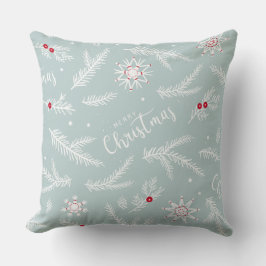 Elegant Christmas Pillow with Pine & Script クッション