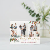 Elegant Christmas Pine Cones 6 Photo Greeting ポストカード (スタンド正面)