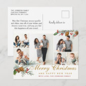 Elegant Christmas Pine Cones 6 Photo Greeting ポストカード (正面/裏面)