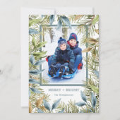 Elegant Christmas Pines Photo Holiday Card シーズンカード (正面)