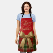 Elegant Christmas Plaid Collection with Gold Bow エプロン (着用した状態)