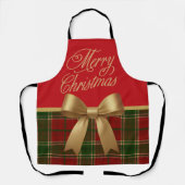 Elegant Christmas Plaid Collection with Gold Bow エプロン (正面)