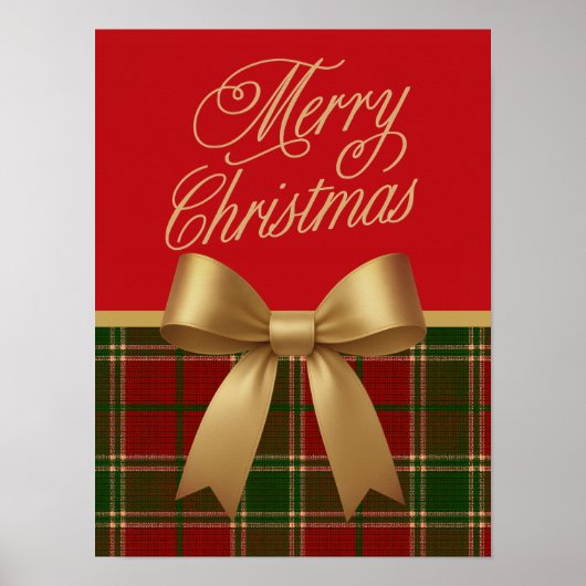 Elegant Christmas Plaid Collection with Gold Bow ポスター (正面)
