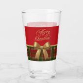 Elegant Christmas Plaid Glass Cup タンブラーグラス (裏面)