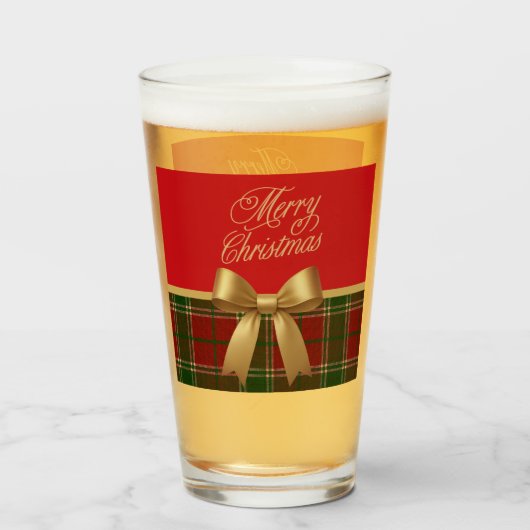 Elegant Christmas Plaid Glass Cup タンブラーグラス (ドリンク正面)