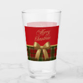 Elegant Christmas Plaid Glass Cup タンブラーグラス (正面)
