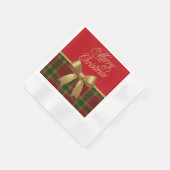Elegant Christmas Plaid Napkin with Gold Bow 縁ありカクテルナプキン (角)