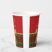 Elegant Christmas Plaid Paper Cup with Gold Bow 紙コップ (右)