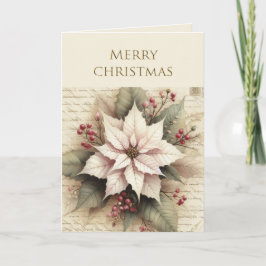 Elegant Christmas Poinsettia Flower Holiday  カード