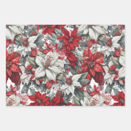 Elegant Christmas Pointsettias  ラッピングペーパーシート