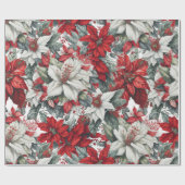 Elegant Christmas Pointsettias  ラッピングペーパー (フラット)