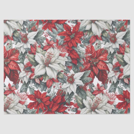 Elegant Christmas Pointsettias  薄葉紙 (正面)