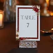 Elegant Christmas Red Damask Floral テーブルナンバー