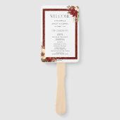 Elegant Christmas Red Damask Floral ハンドファン (正面)