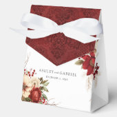 Elegant Christmas Red Damask Floral フェイバーボックス (正面)