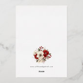 Elegant Christmas Red Damask Floral 箔招待状 (裏面)