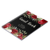 Elegant Christmas Red Flowers Birthday Guest Book ノートブック (左側)