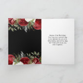 Elegant Christmas Red Flowers Birthday Party カード (内部)