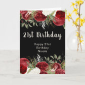 Elegant Christmas Red Flowers Birthday Party カード (黄色い花)