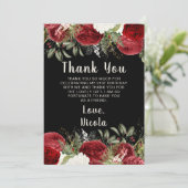 Elegant Christmas Red Flowers Birthday Party サンキューカード (スタンド正面)