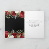 Elegant Christmas Red Flowers Birthday Party サンキューカード (内部)