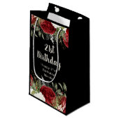Elegant Christmas Red Flowers Birthday Party スモールペーパーバッグ (正面アングル)